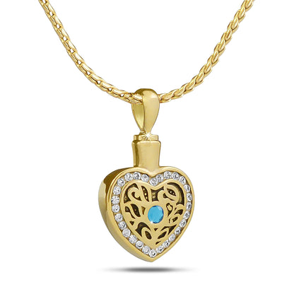 December w/ Blue Topaz Gold Steel Keepsake